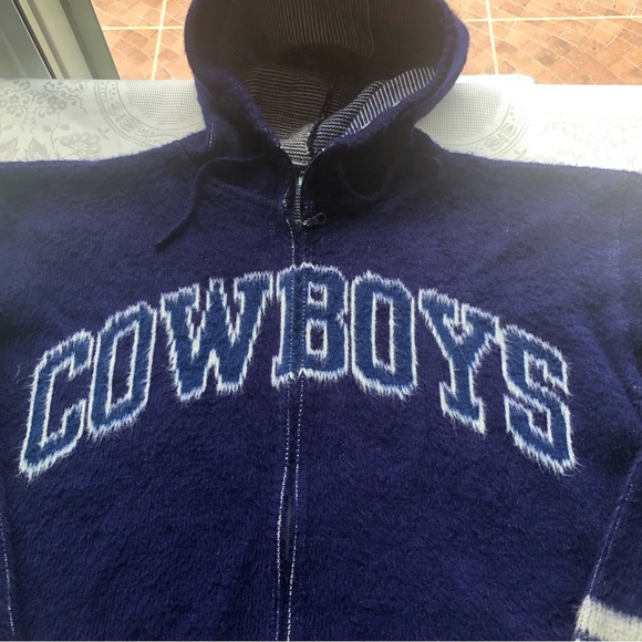 Dallas Cowboys Vintage Blue Zip-Up Wool Hooded Winter Warm Sweater Men’s Size XL - Picture 13 of 15